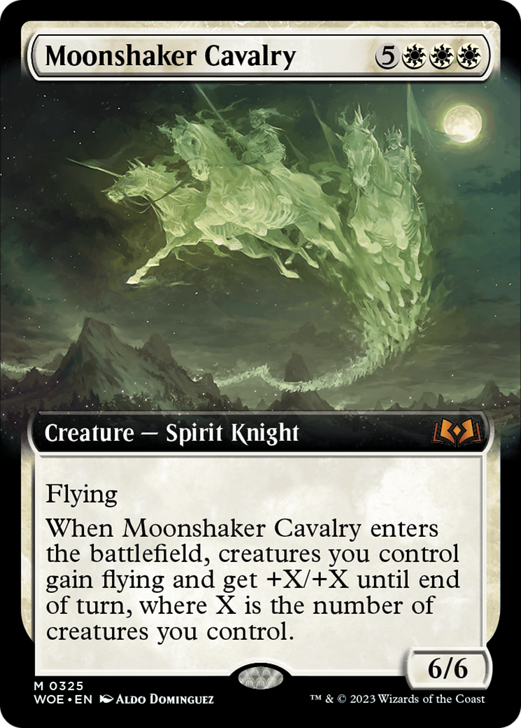 Moonshaker Cavalry - Mythic Creature — Spirit Knight card from Wilds of Eldraine