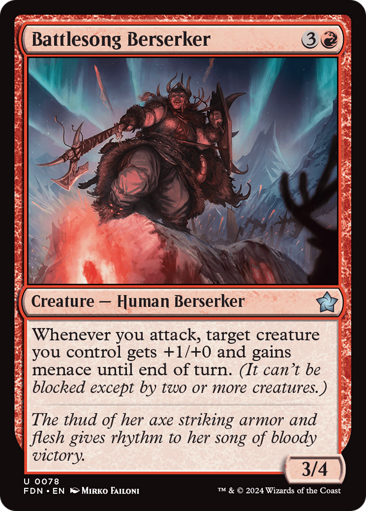 Battlesong Berserker - Uncommon Creature — Human Berserker card from Foundations