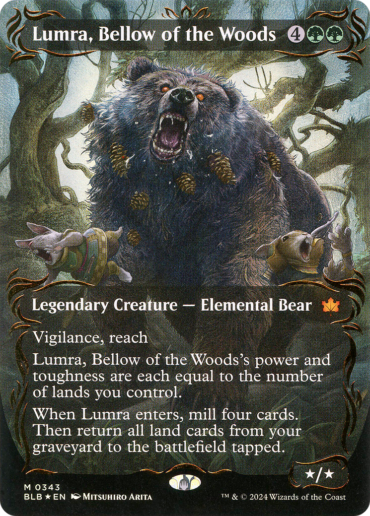 Lumra, Bellow of the Woods - Mythic Legendary Creature — Elemental Bear card from Bloomburrow