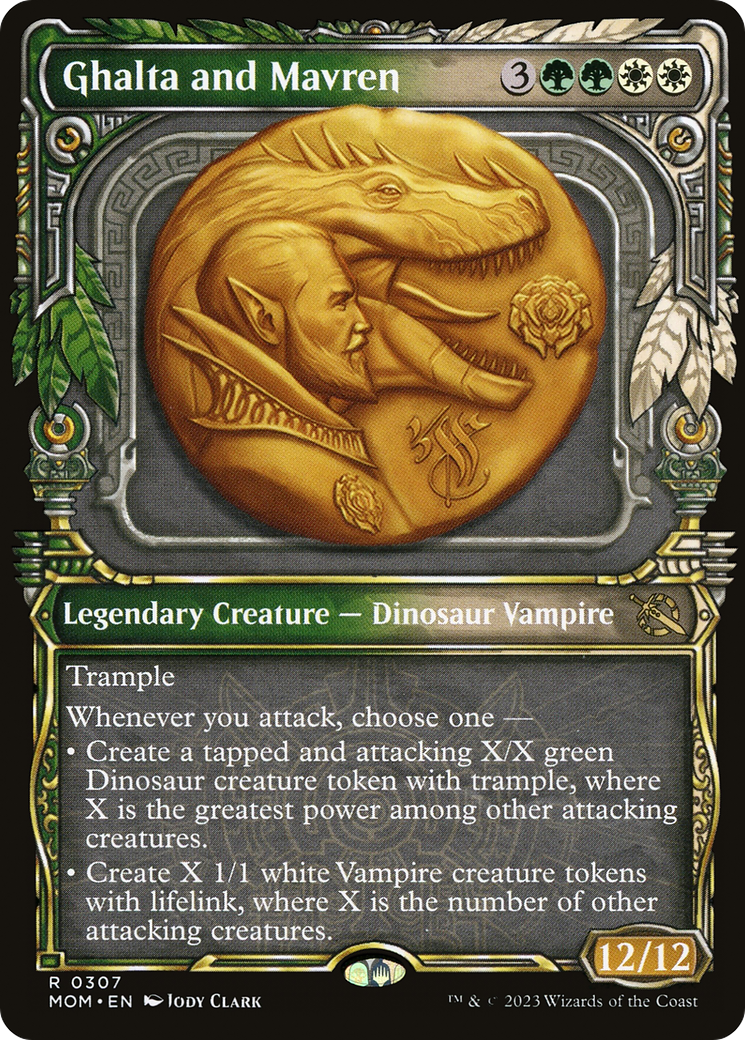 Ghalta and Mavren - Rare Legendary Creature — Dinosaur Vampire card from March of the Machine
