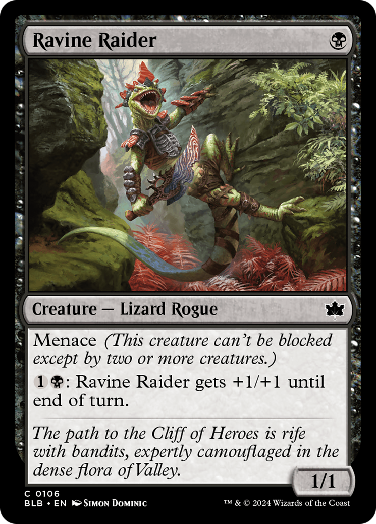 Ravine Raider - Common Creature — Lizard Rogue card from Bloomburrow