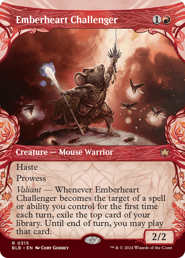 Emberheart Challenger - Rare Creature — Mouse Warrior card from Bloomburrow
