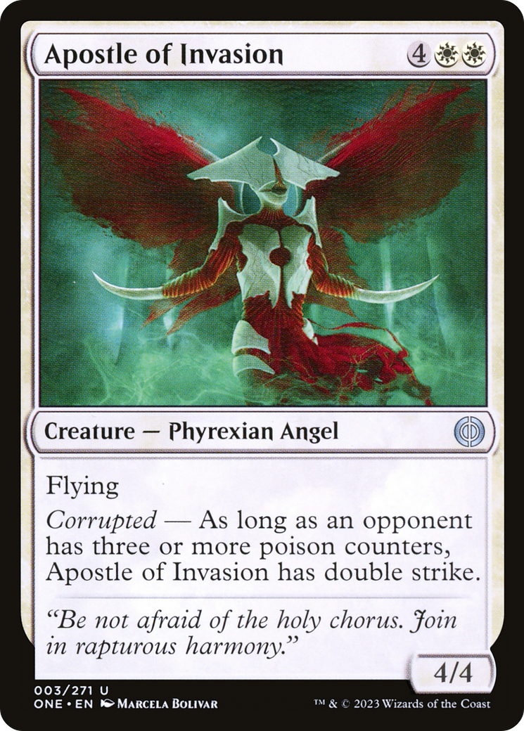 Apostle of Invasion - Uncommon Creature — Phyrexian Angel card from Phyrexia: All Will Be One