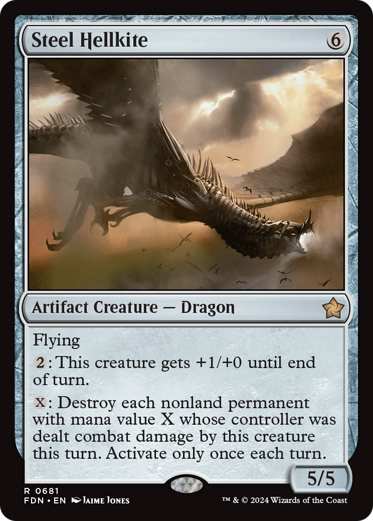 Steel Hellkite - Rare Artifact Creature — Dragon card from Foundations