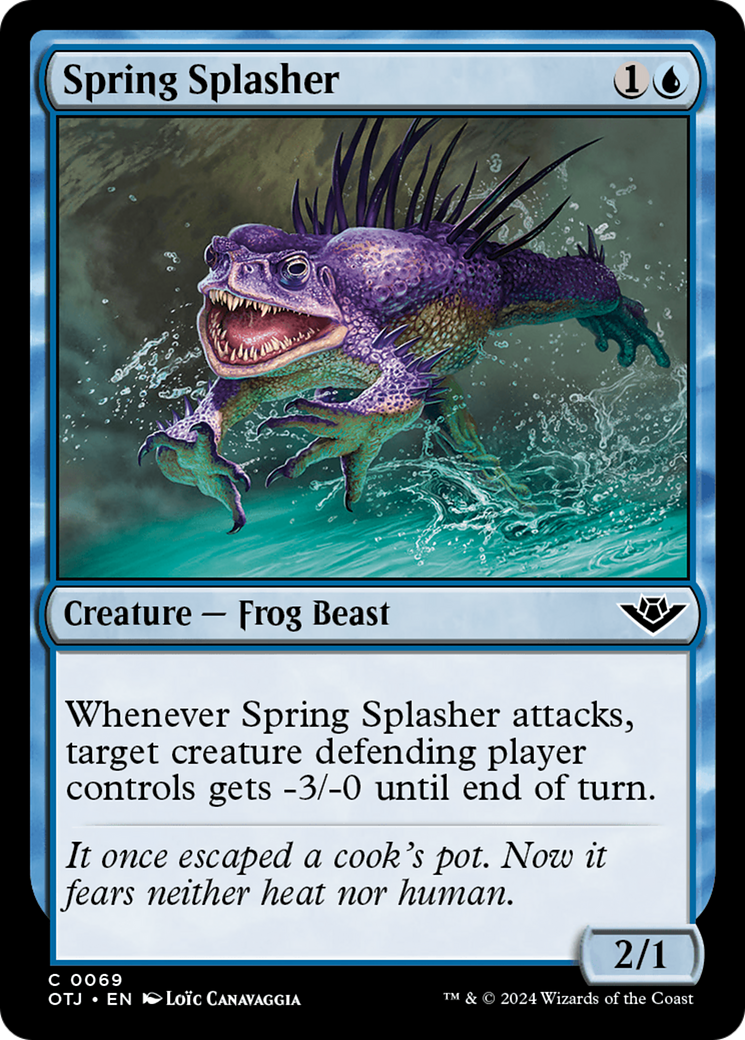Spring Splasher - Common Creature — Frog Beast card from Outlaws of Thunder Junction