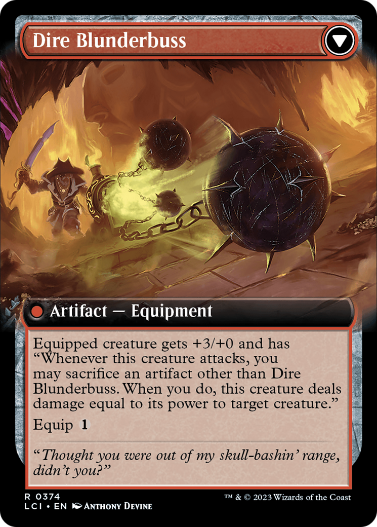 Back face of Dire Flail // Dire Blunderbuss - Artifact — Equipment card