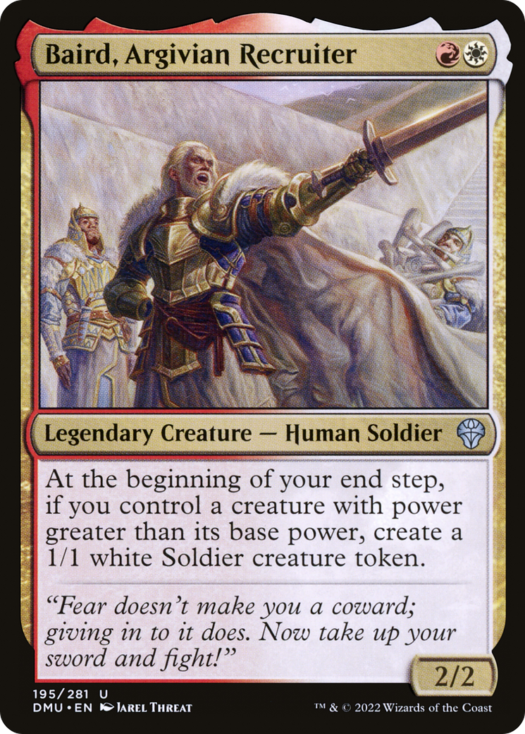 Baird, Argivian Recruiter - Uncommon Legendary Creature — Human Soldier card from Dominaria United
