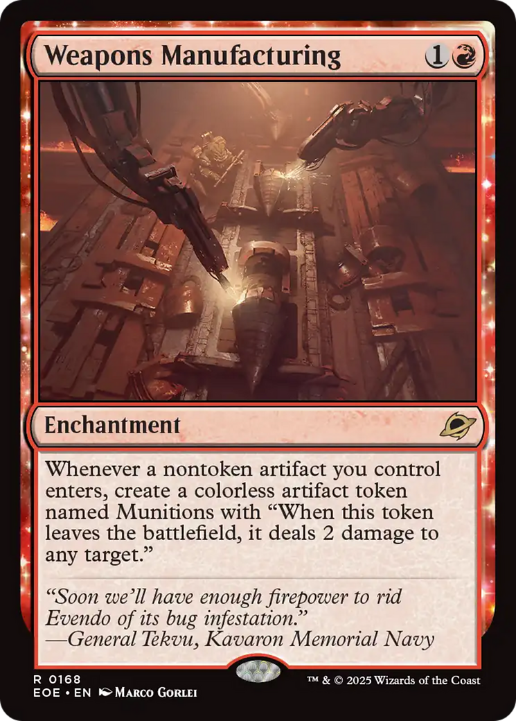 Weapons Manufacturing - Rare Enchantment card from Edge of Eternities