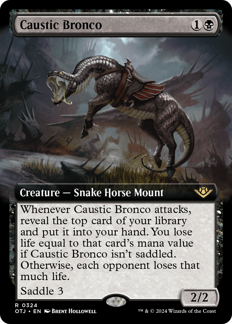 Caustic Bronco - Rare Creature — Snake Horse Mount card from Outlaws of Thunder Junction