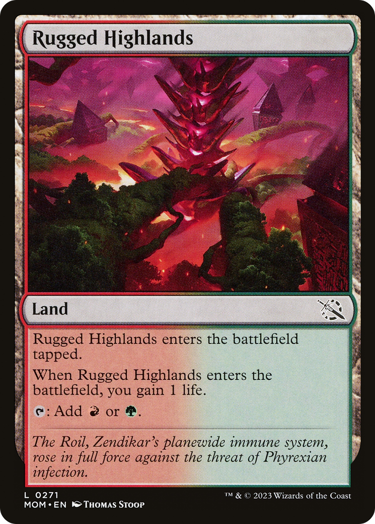 Rugged Highlands - Common Land card from March of the Machine