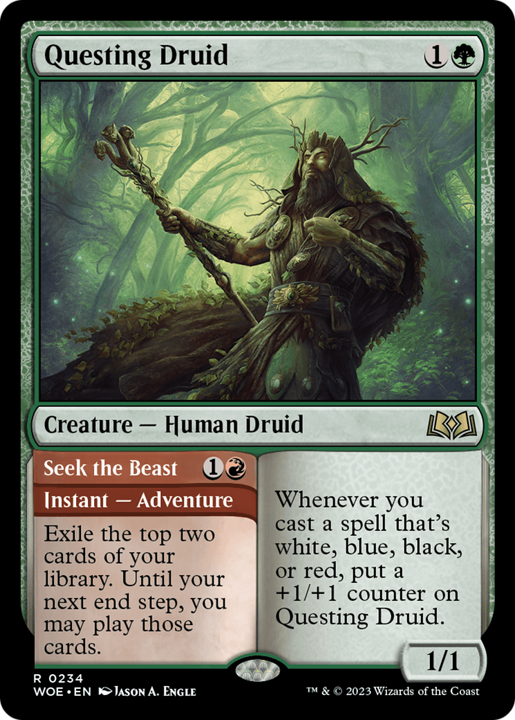 Questing Druid // Seek the Beast - Rare Instant — Adventure card from Wilds of Eldraine