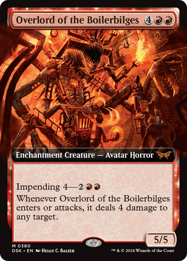 Overlord of the Boilerbilges - Mythic Enchantment Creature — Avatar Horror card from Duskmourn: House of Horror