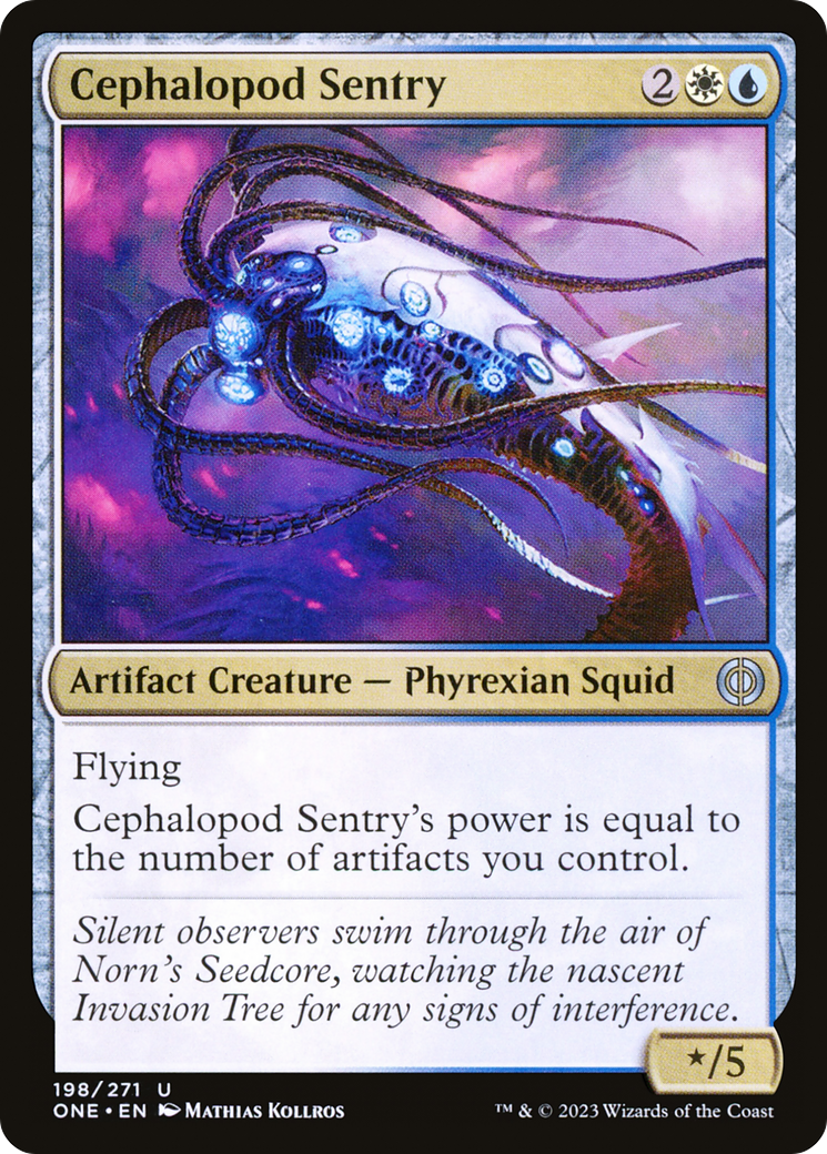 Cephalopod Sentry - Uncommon Artifact Creature — Phyrexian Squid card from Phyrexia: All Will Be One