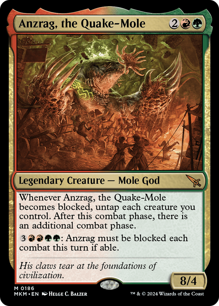 Anzrag, the Quake-Mole - Mythic Legendary Creature — Mole God card from Murders at Karlov Manor
