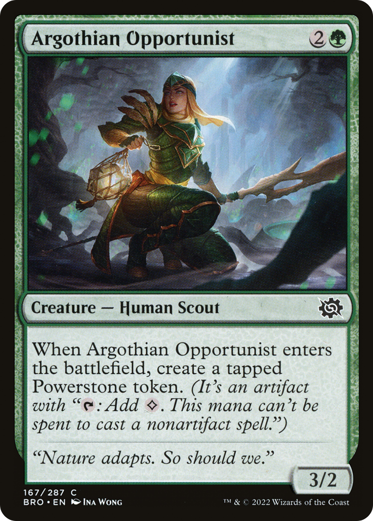 Argothian Opportunist - Common Creature — Human Scout card from The Brothers' War