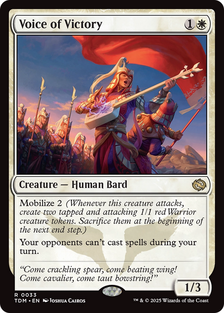 Voice of Victory - Creature — Human Bard used in 66.7% of Jeskai Control sideboards