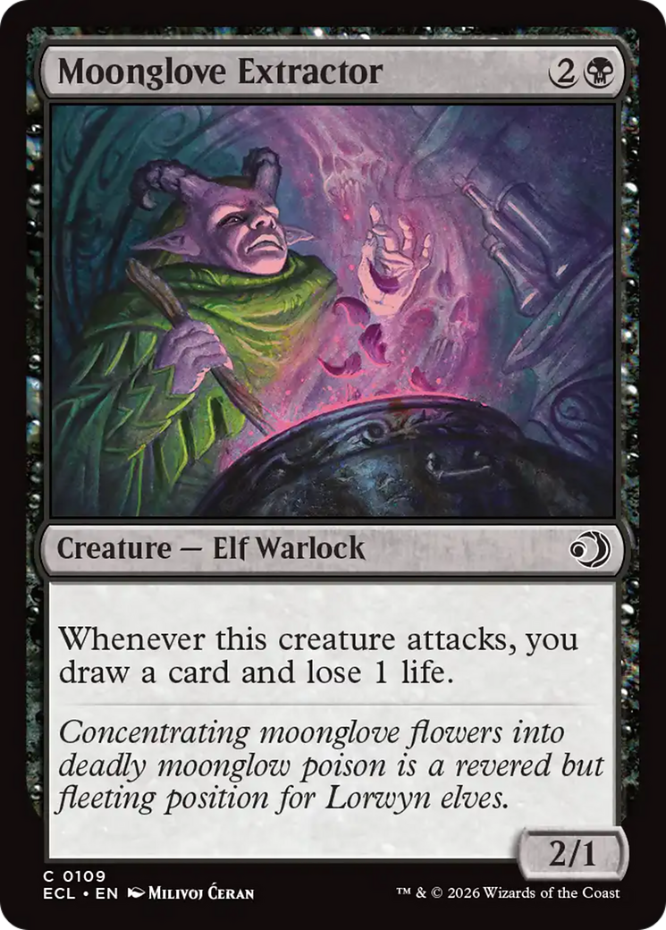 Moonglove Extractor - Common Creature — Elf Warlock card from Lorwyn Eclipsed