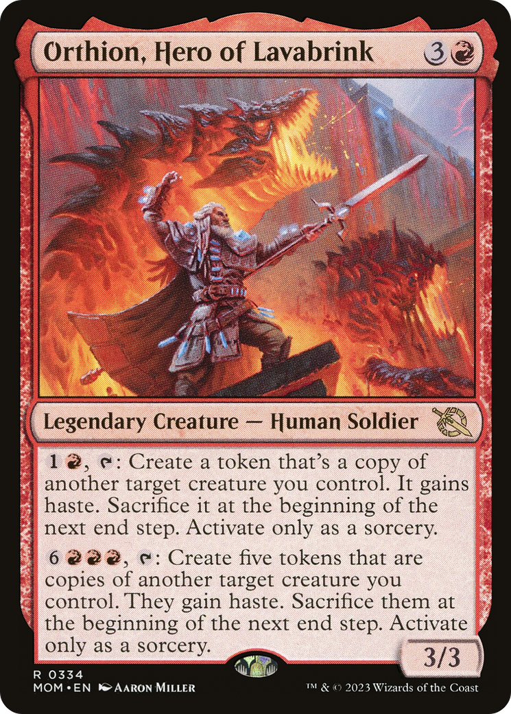 Orthion, Hero of Lavabrink - Rare Legendary Creature — Human Soldier card from March of the Machine