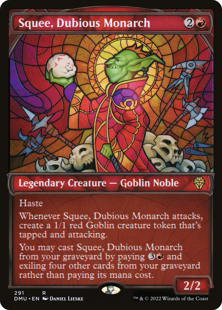 Squee, Dubious Monarch - Rare Legendary Creature — Goblin Noble card from Dominaria United