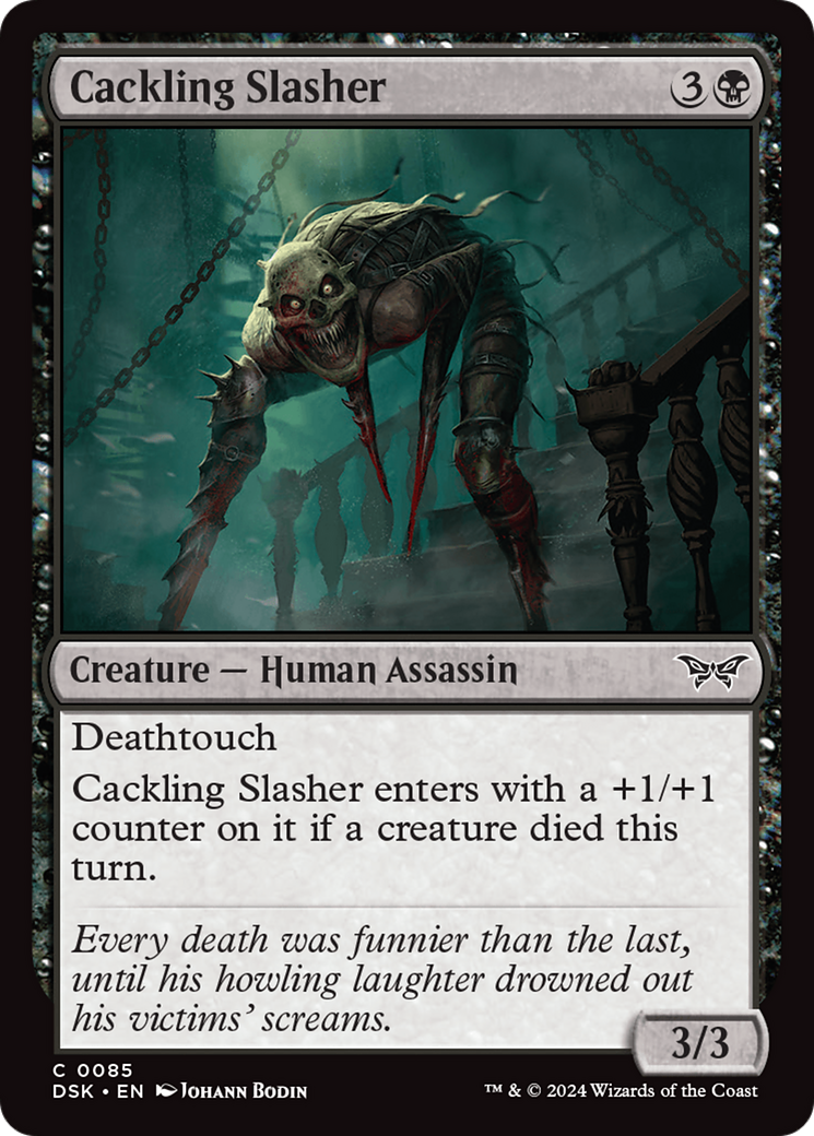 Cackling Slasher - Common Creature — Human Assassin card from Duskmourn: House of Horror
