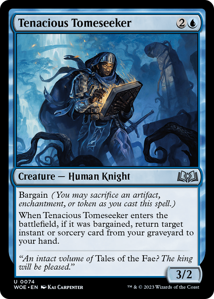 Tenacious Tomeseeker - Uncommon Creature — Human Knight card from Wilds of Eldraine