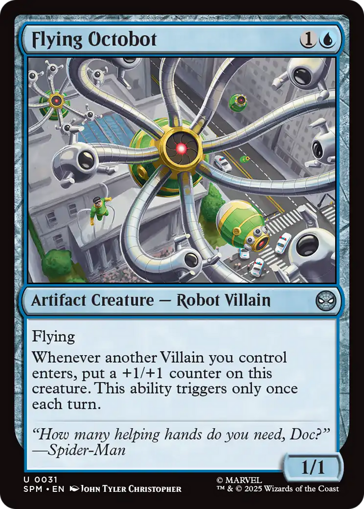Flying Octobot - Uncommon Artifact Creature — Robot Villain card from Marvel's Spider-Man