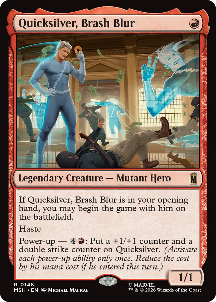 Quicksilver, Brash Blur - Rare Legendary Creature — Mutant Hero card from Marvel Super Heroes