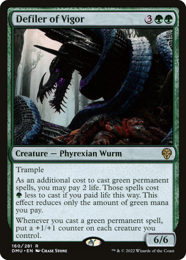 Defiler of Vigor - Rare Creature — Phyrexian Wurm card from Dominaria United
