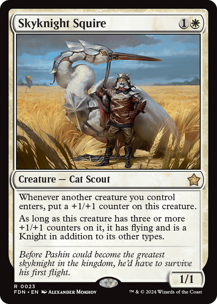 Skyknight Squire - Rare Creature — Cat Scout card from Foundations