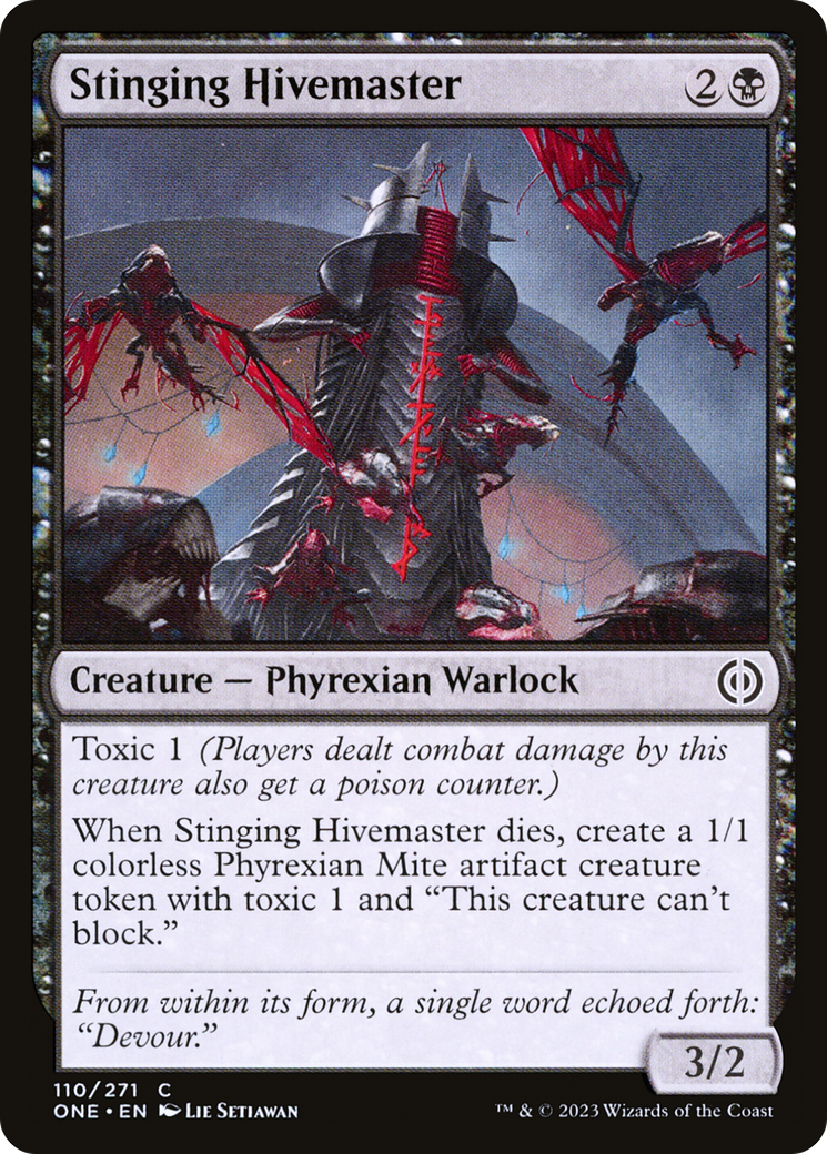 Stinging Hivemaster - Common Creature — Phyrexian Warlock card from Phyrexia: All Will Be One