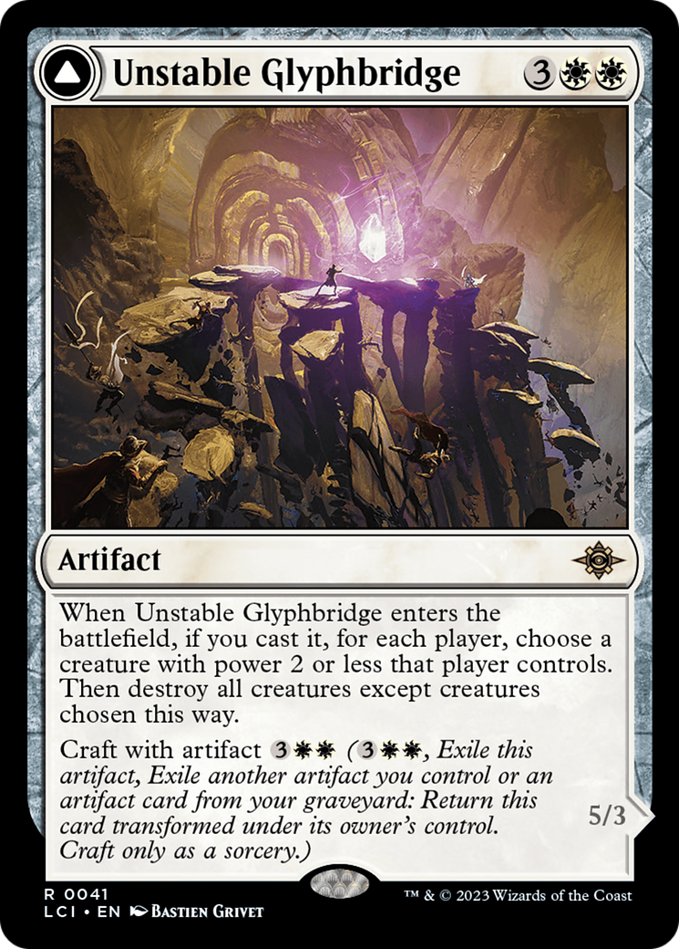 Unstable Glyphbridge // Sandswirl Wanderglyph - Rare Artifact Creature — Golem card from The Lost Caverns of Ixalan