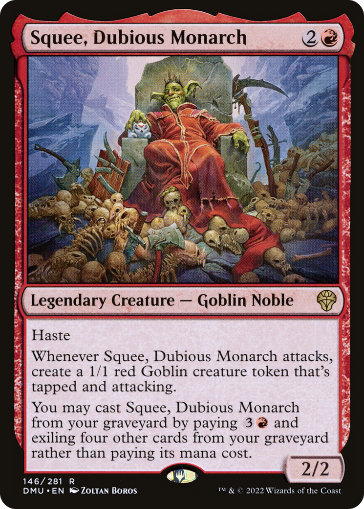 Squee, Dubious Monarch - Rare Legendary Creature — Goblin Noble card from Dominaria United