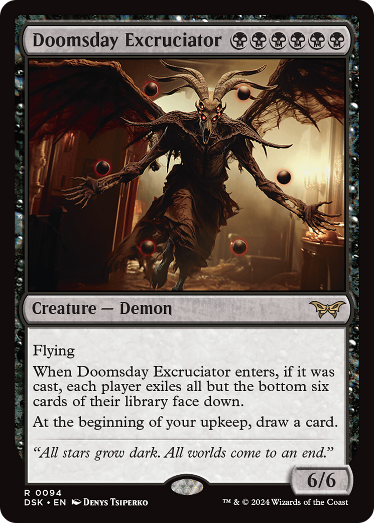 Doomsday Excruciator - Rare Creature — Demon card from Duskmourn: House of Horror