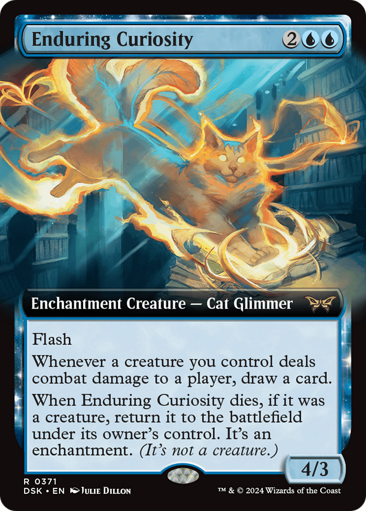 Enduring Curiosity - Rare Enchantment Creature — Cat Glimmer card from Duskmourn: House of Horror