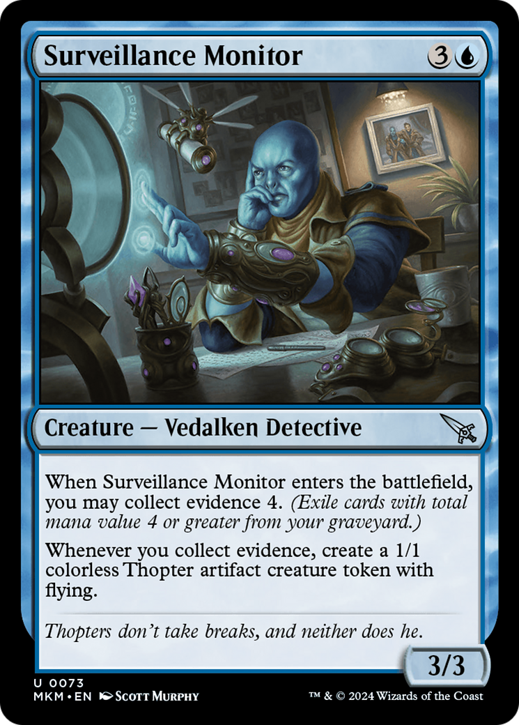 Surveillance Monitor - Uncommon Creature — Vedalken Detective card from Murders at Karlov Manor