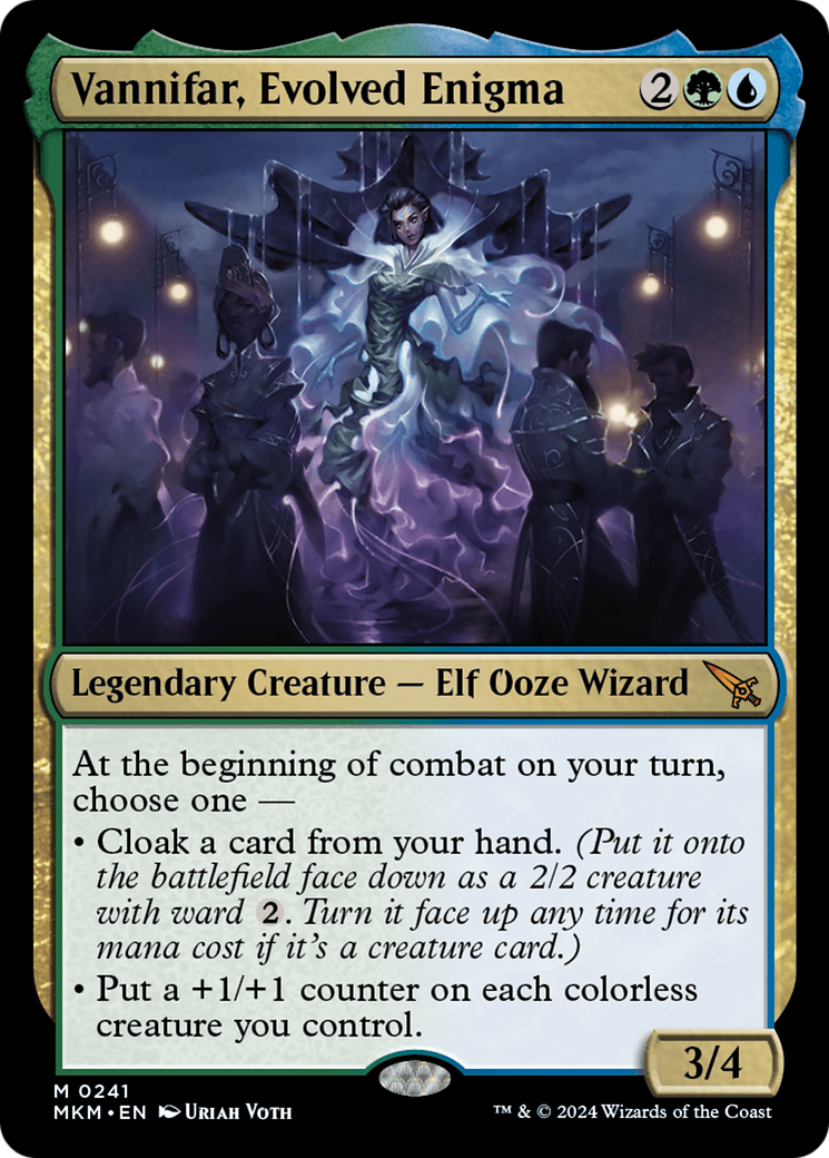 Vannifar, Evolved Enigma - Mythic Legendary Creature — Elf Ooze Wizard card from Murders at Karlov Manor