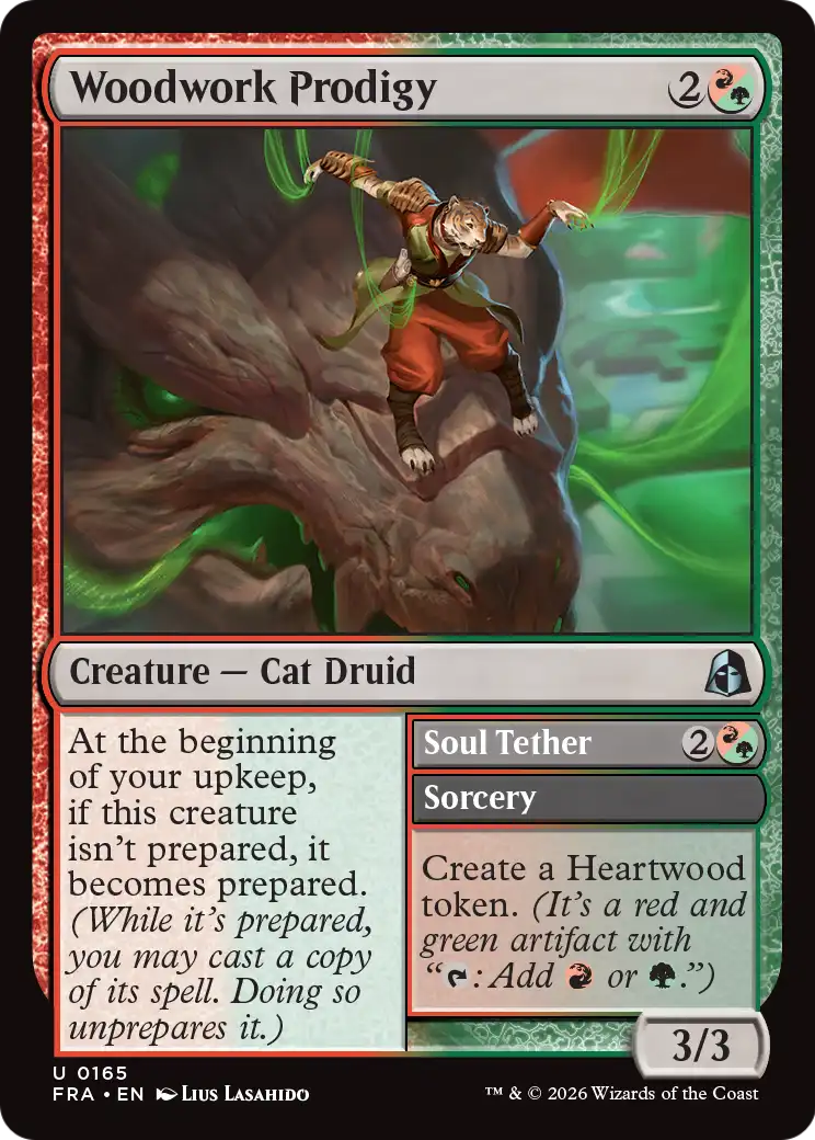 Woodwork Prodigy // Soul Tether - Uncommon Creature — Cat Druid card from Reality Fracture