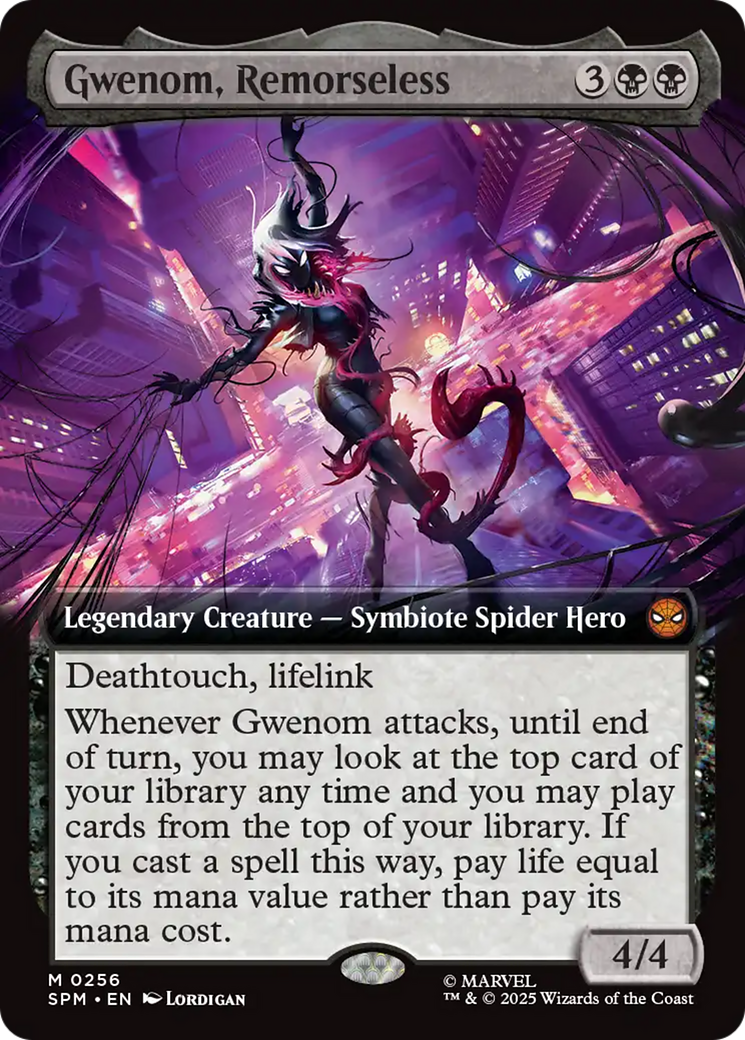 Gwenom, Remorseless - Mythic Legendary Creature — Symbiote Spider Hero card from Marvel's Spider-Man