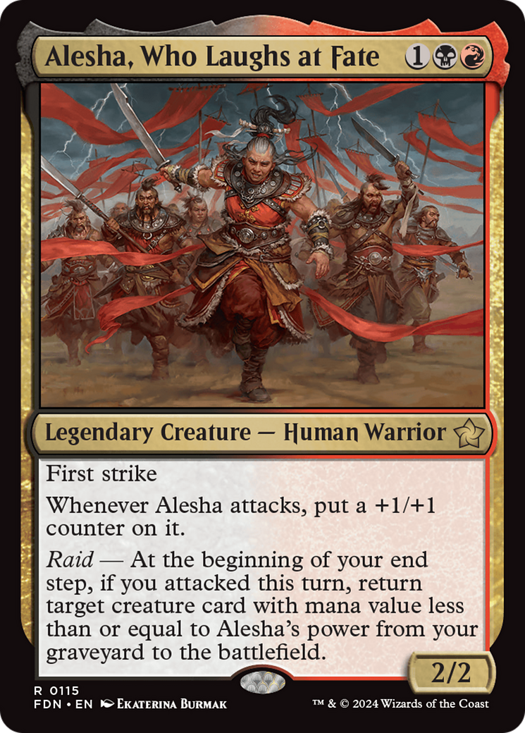 Alesha, Who Laughs at Fate - Rare Legendary Creature — Human Warrior card from Foundations