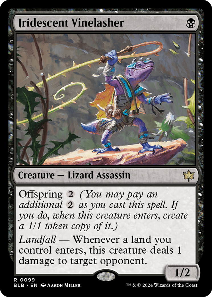 Iridescent Vinelasher - Rare Creature — Lizard Assassin card from Bloomburrow