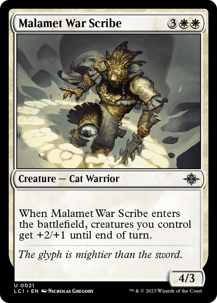 Malamet War Scribe - Uncommon Creature — Cat Warrior card from The Lost Caverns of Ixalan