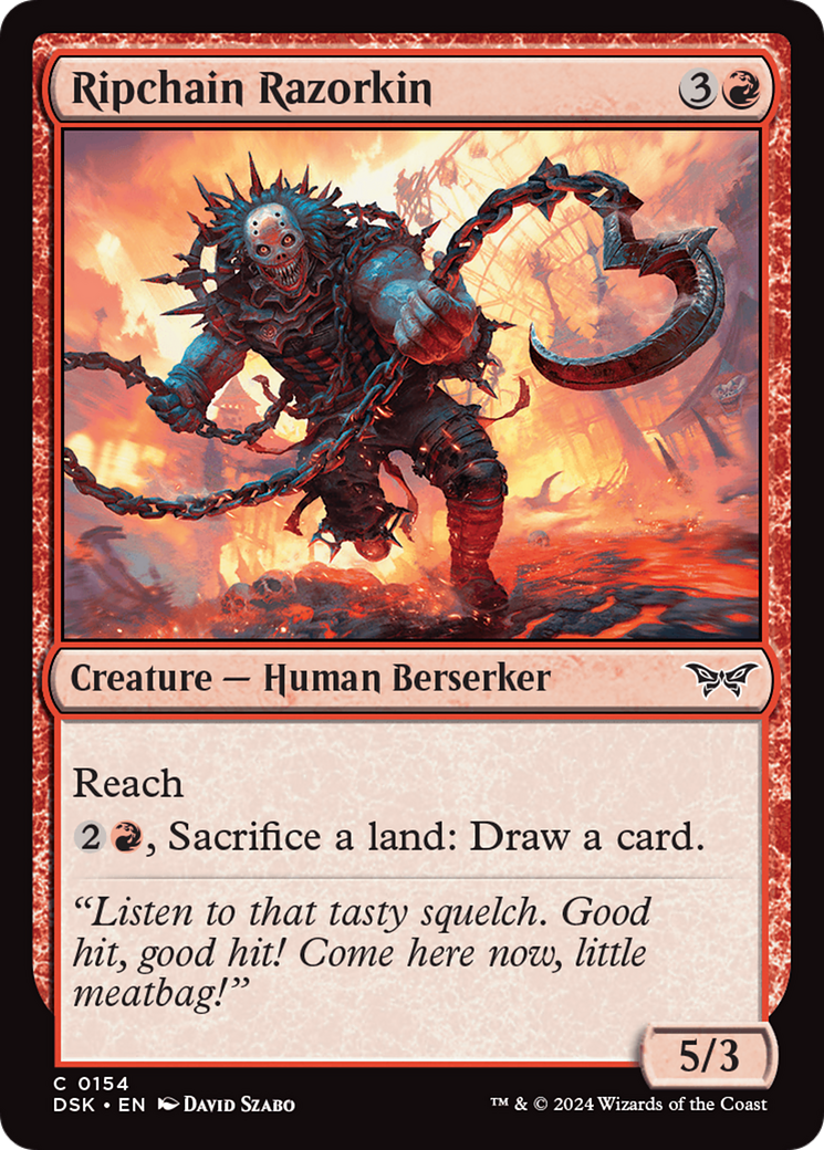 Ripchain Razorkin - Common Creature — Human Berserker card from Duskmourn: House of Horror