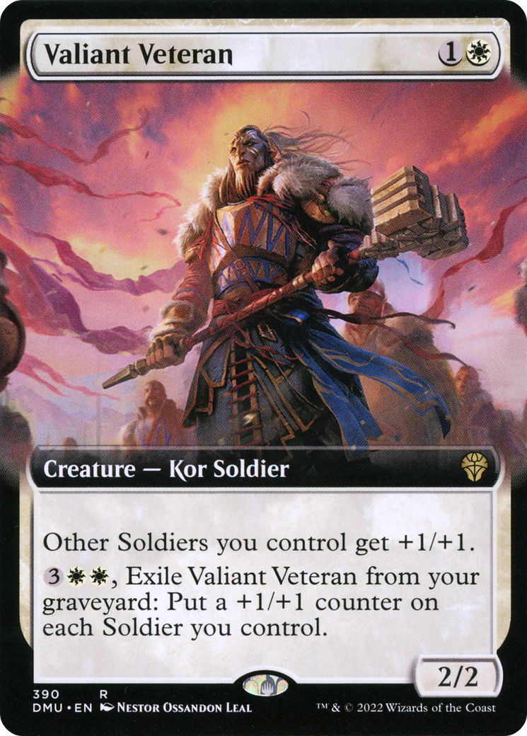 Valiant Veteran - Rare Creature — Kor Soldier card from Dominaria United