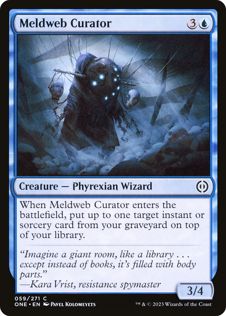 Meldweb Curator - Common Creature — Phyrexian Wizard card from Phyrexia: All Will Be One