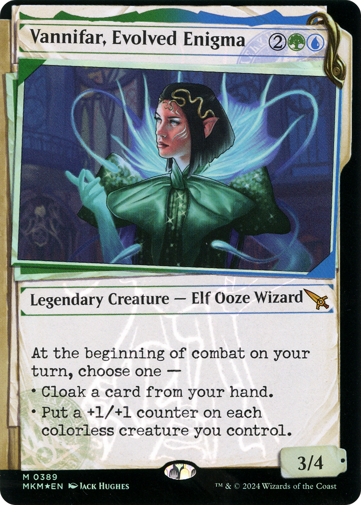 Vannifar, Evolved Enigma - Mythic Legendary Creature — Elf Ooze Wizard card from Murders at Karlov Manor