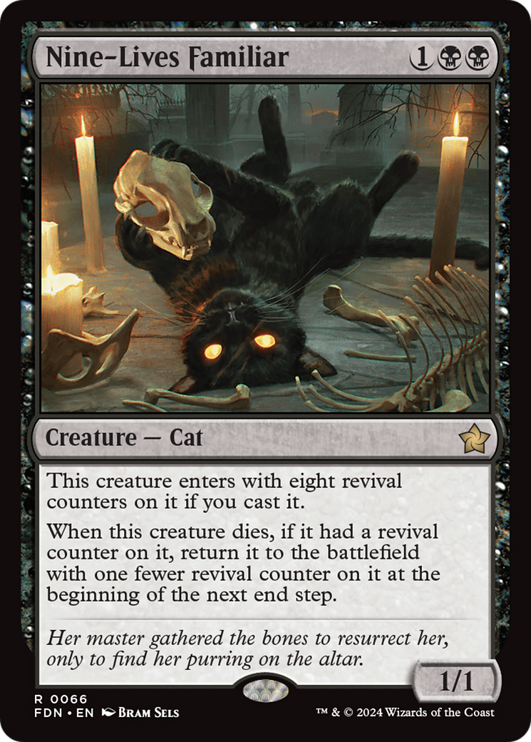 Nine-Lives Familiar - Rare Creature — Cat card from Foundations