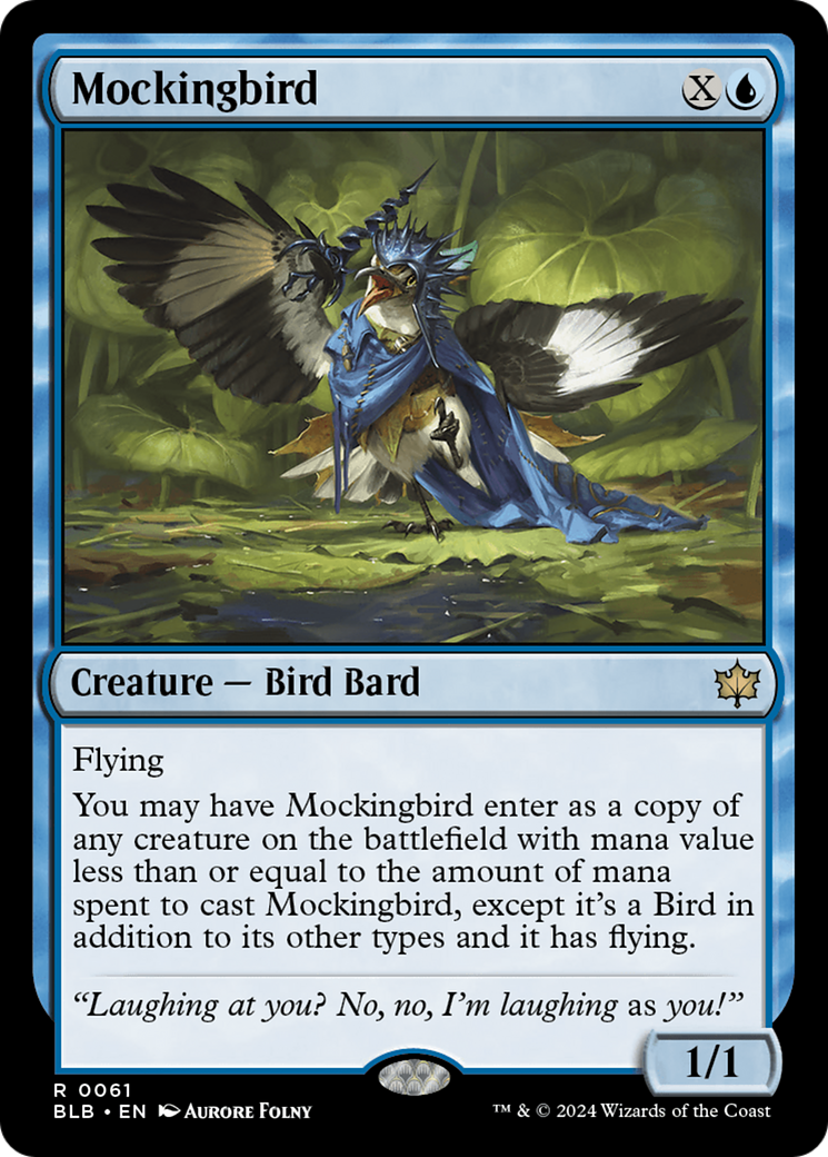Mockingbird - Rare Creature — Bird Bard card from Bloomburrow