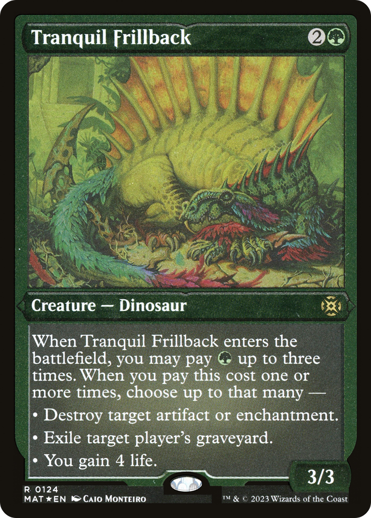 Tranquil Frillback - Rare Creature — Dinosaur card from March of the Machine: The Aftermath