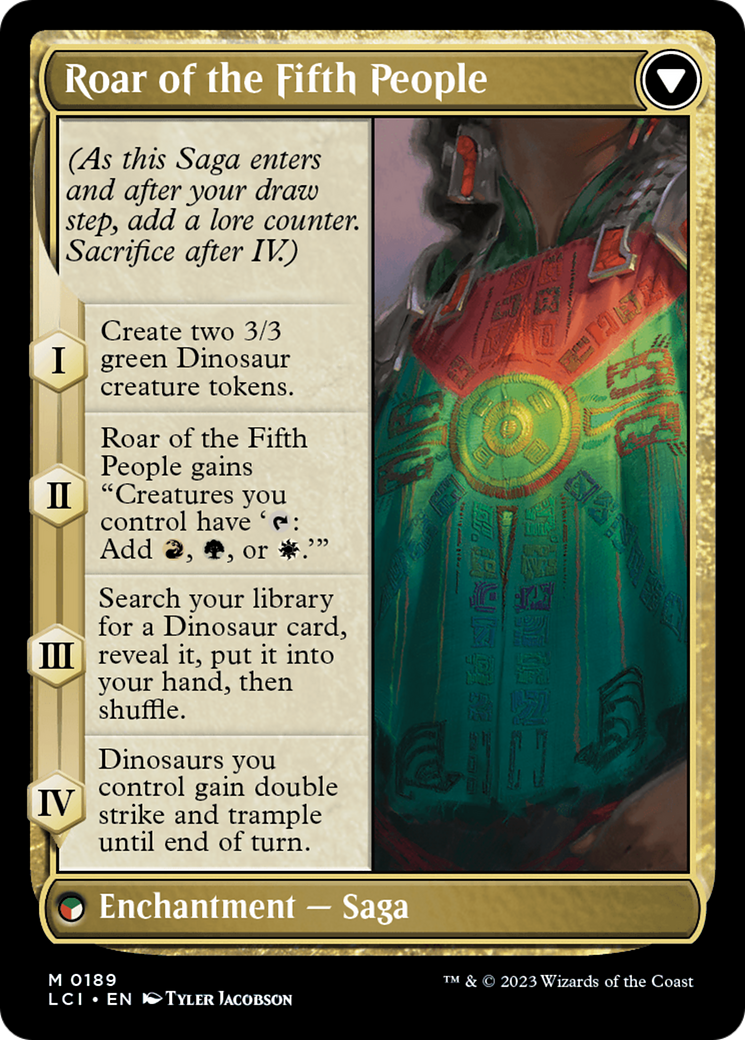 Back face of Huatli, Poet of Unity // Roar of the Fifth People - Enchantment — Saga card