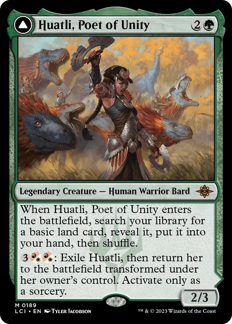 Huatli, Poet of Unity // Roar of the Fifth People - Mythic Enchantment — Saga card from The Lost Caverns of Ixalan